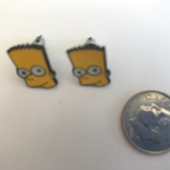 Yellow and Black Enamel and Metal Bart Simpson Earring Studs Item #336 - Picture 5 of 6